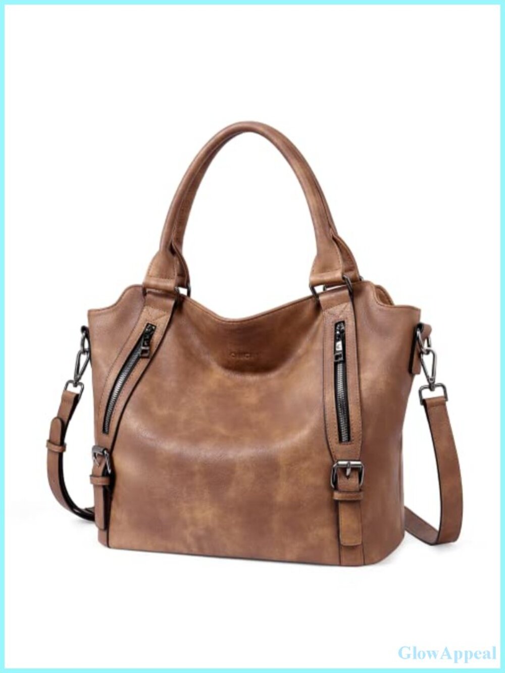 Large Hobo Bag with Multiple Pockets Vegan Leather Shoulder Crossbody